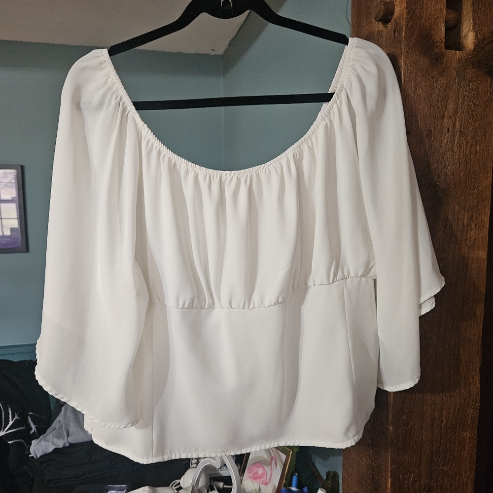 Retro plus size peasant top
